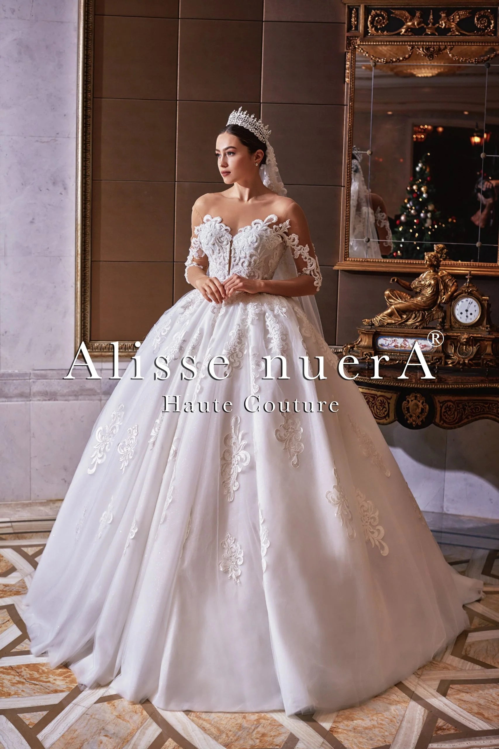 Ornate Lace Dress Lace Applique Princess Ballroom Wedding Gown