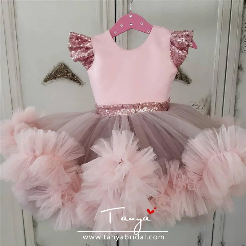 Light Pink New Flower Girl Dresses for Wedding With Applique TBF027