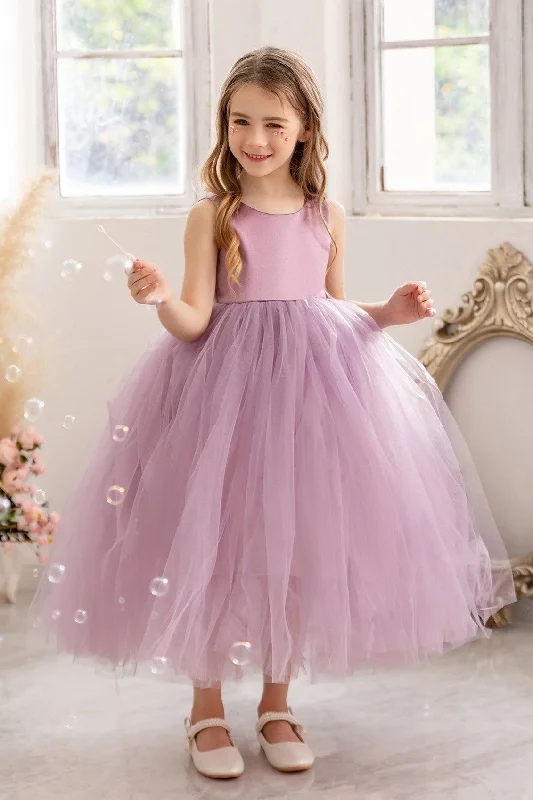 Modern Minimalist Gown Light Purple Tulle Simple Pretty Little Girl Dress