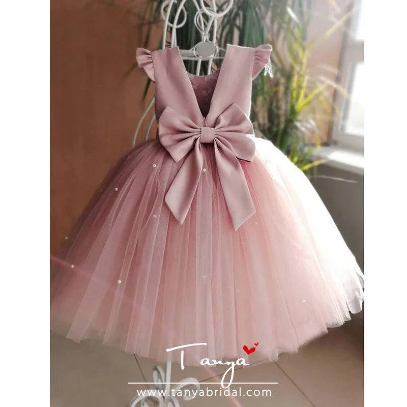 Couture Wedding Gown Little Kids Satin First Communion Dresses for Pageant Flower Girl Dress