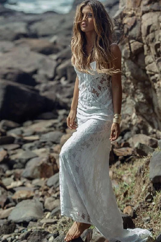 Timeless Lace Dress Long Sheath Spaghetti Straps Lace Beach Wedding Dresses-715496 Timeless Lace Dress Long Sheath Spaghetti Straps Lace Beach Wedding Dresses-715496