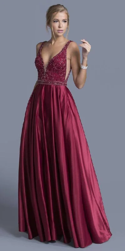 Open Back Dress Long Sleeveless Prom Dress Sale