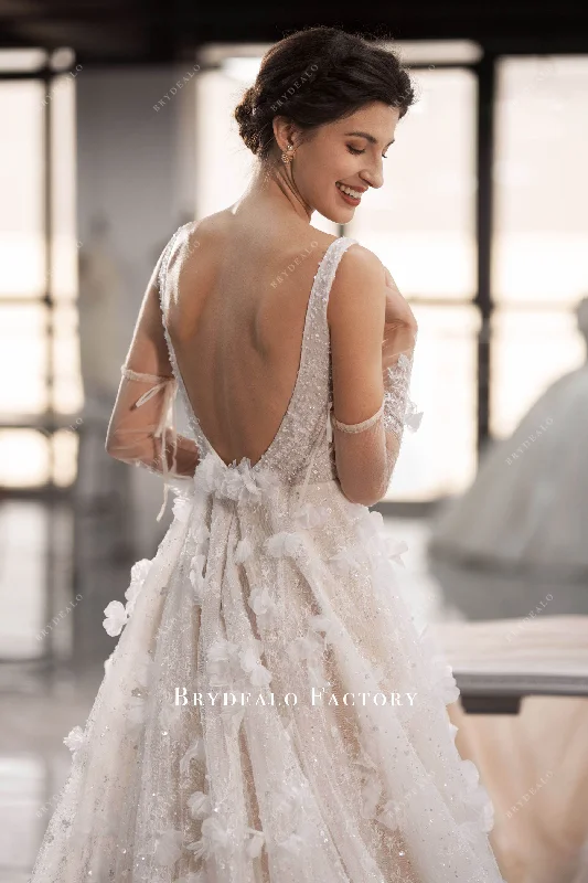 Flowy Chiffon Dress Luxury Bloom Plump A-Line Wedding Dress