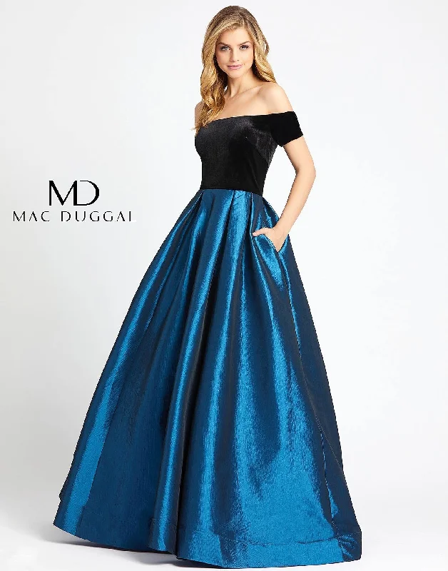 Exquisite Gown Mac Duggal 12062 Long Off Shoulder Velvet Ball Gown