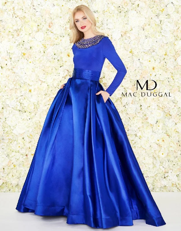 Grand Ballroom Gown Mac Duggal 12093 Long Sleeve Embellished Ballgown