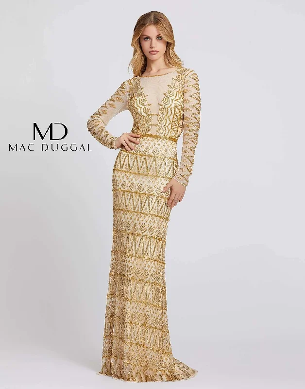 Silk Organza Gown Mac Duggal 4724 Long Sleeve Formal Evening Dress