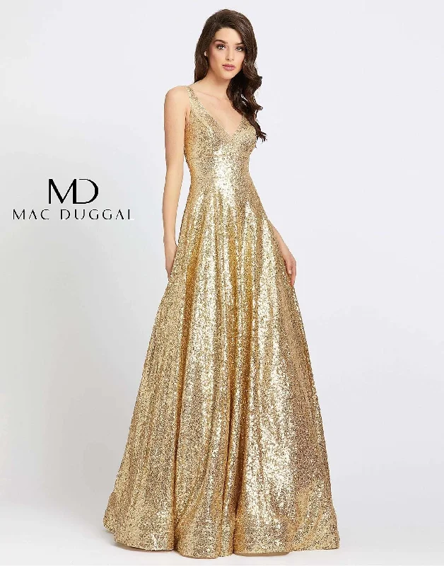 Illusion Neckline Dress Mac Duggal 48798 Long Sleeveless A Line Prom Dress