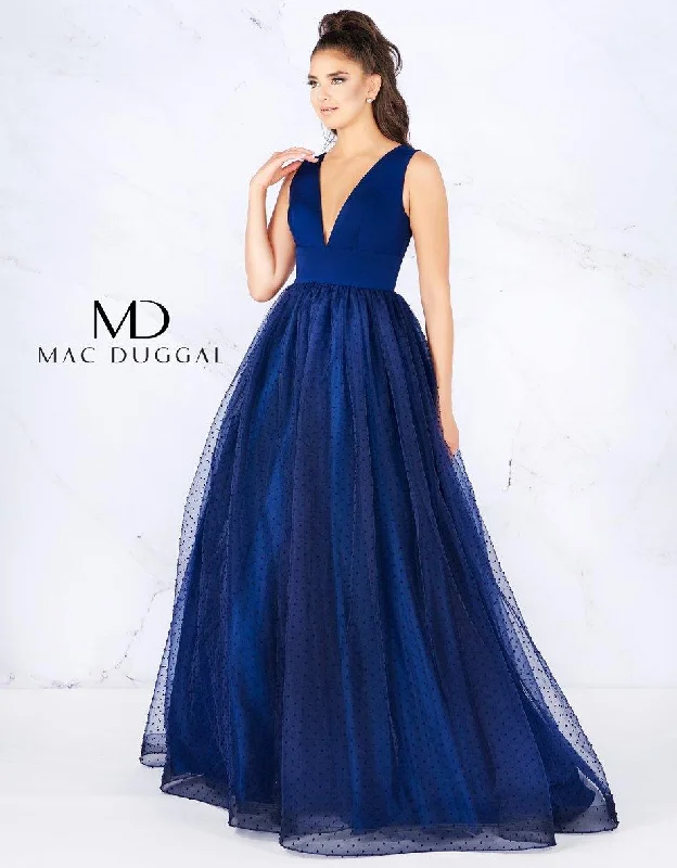 Layered Tulle Dress Mac Duggal 66738 Long Sleeveless A Line Prom Dress