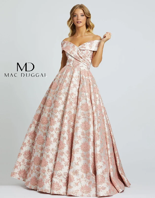 Statement Dress Mac Duggal 25918 Prom Long Floral Brocaded Ballgown