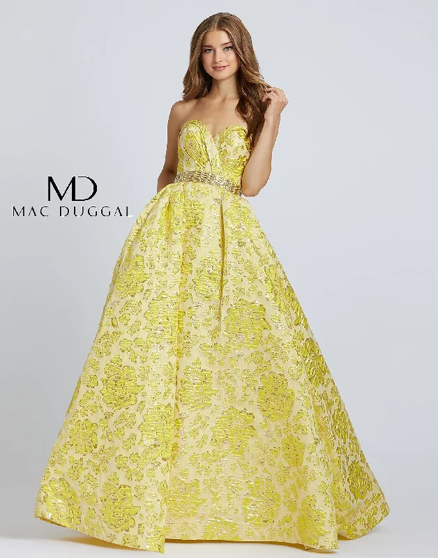 Sheer Sleeve Dress Mac Duggal 66719 Prom Long Floral Metallic Ballgown