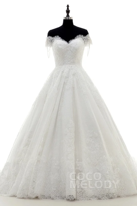 A-Line Court Train Lace Wedding Dress LD3832