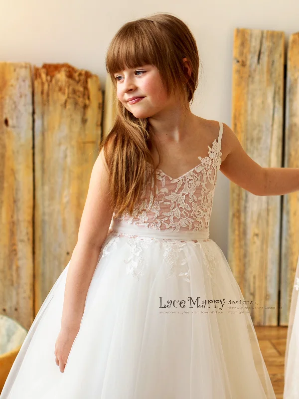 Custom Fit Gown NINI / Blush & Ivory Flower Girl Dress
