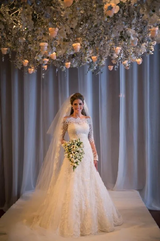 Classic Gown Noiva Train Ivory Long Sleeve Lace Wedding Dress 2018 Elegant Sweep Zipper Back Vestidos De Applique Wedding Dress-710543 Classic Gown Noiva Train Ivory Long Sleeve Lace Wedding Dress 2018 Elegant Sweep Zipper Back Vestidos De Applique Wedding Dress-710543