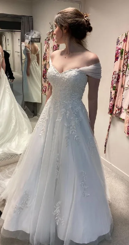 Organza Dress Off Shoulder Lace Wedding Dresses, A-line Wedding Dresses, Long Wedding Dresses, Bridal Gown fg5747 Organza Dress Off Shoulder Lace Wedding Dresses, A-line Wedding Dresses, Long Wedding Dresses, Bridal Gown fg5747