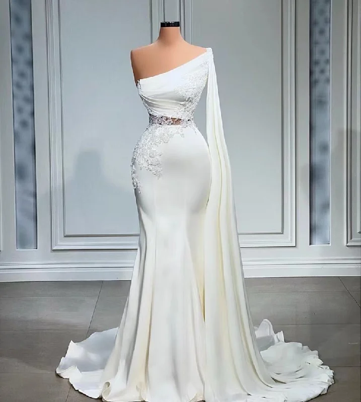 off white wedding dress, mermaid wedding dress    fg2578