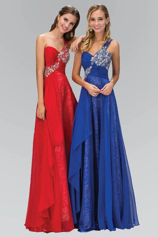 Stunning Wedding Gown One Shoulder Lace Long Prom Dress Formal