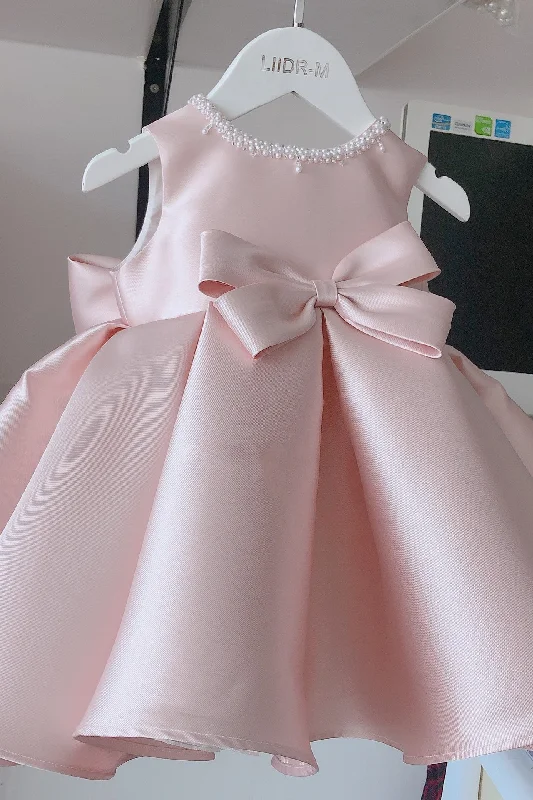 Unique Wedding Gown Pink Satin Girl Dress With Jacket