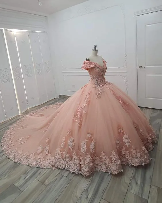 Pink Wedding Dresses Ball Gown Prom Dresses   fg2443