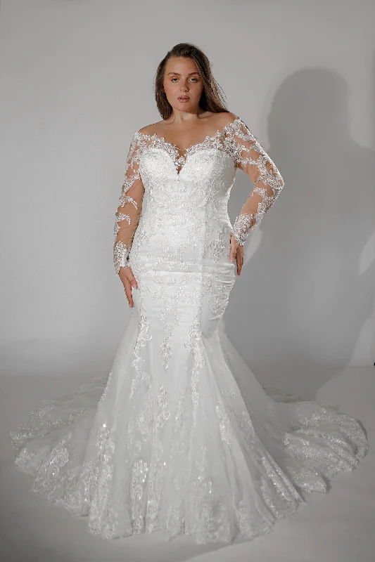 Handcrafted Wedding Gown Light ivory Mermaid Wedding Dress OB7962