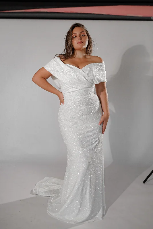 Stunning Wedding Gown Plus Size Sparkly Sheath Wedding Dress Jolie