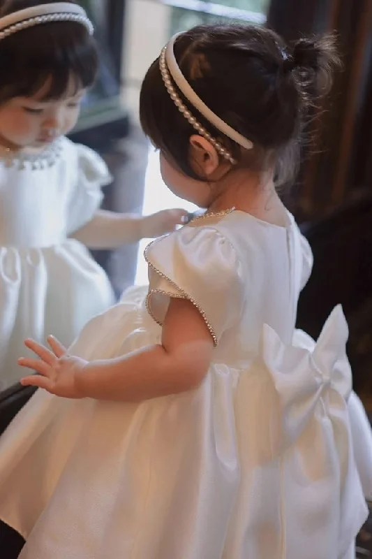 Regal Gown Pretty Satin Ball Gown Flower Girl Dress With Bow Back
