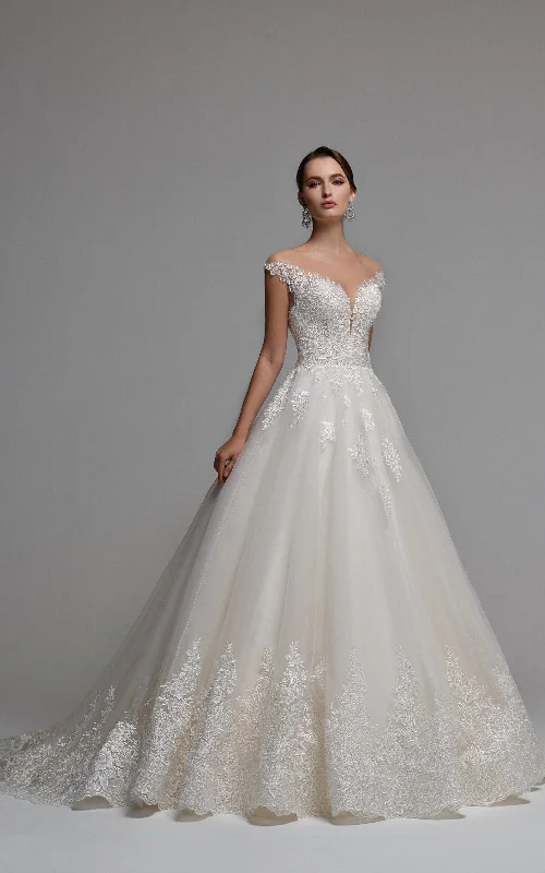 Chic Wedding Gown Princess Fairy Ball Gown V-neck Tulle Wedding Gown with Appliques-716123 Chic Wedding Gown Princess Fairy Ball Gown V-neck Tulle Wedding Gown with Appliques-716123
