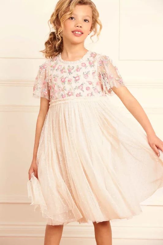 Simple Gown Shimmer Ditsy Bodice Kids Dress