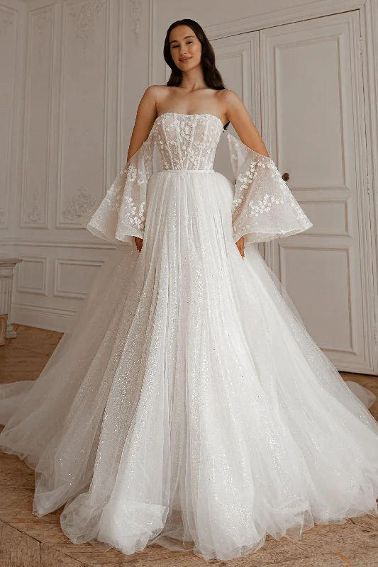 Graceful Wedding Dress 2 in 1 Wedding Dress Moonlit Siren with Detachable Skirt Romanica Graceful Wedding Dress 2 in 1 Wedding Dress Moonlit Siren with Detachable Skirt Romanica