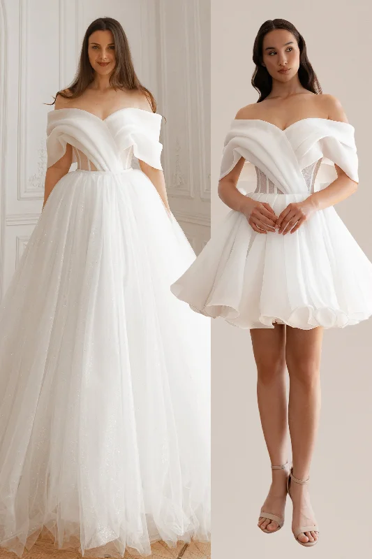 Scalloped Edge Dress 2 in 1 Wedding Dress Inali with Detachable Romanica Skirt