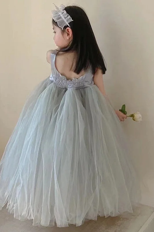 Sparkle Ball Gown Grey Blue Simple Pretty Little Girl Dress