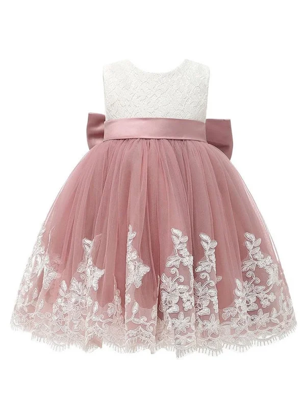 Sleeveless Bows Kids Tutu Flower Girl Dresses