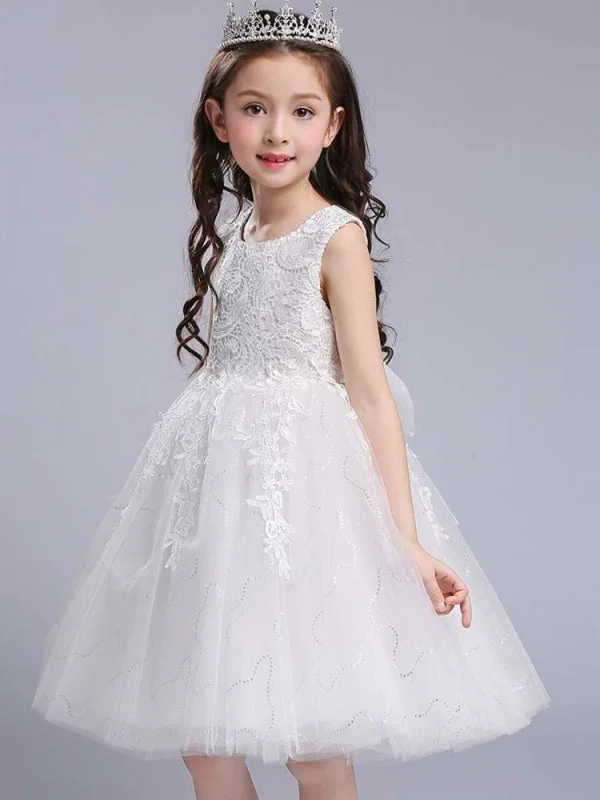 Sleeveless Flower Girl Dresses Jewel Neck Kids Party Dresses