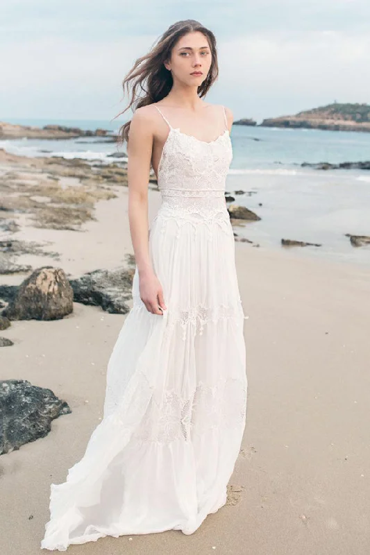 Minimalist Crepe Dress Spaghetti Sleeveless Chiffon Beach Boho Wedding Dress-715056 Minimalist Crepe Dress Spaghetti Sleeveless Chiffon Beach Boho Wedding Dress-715056