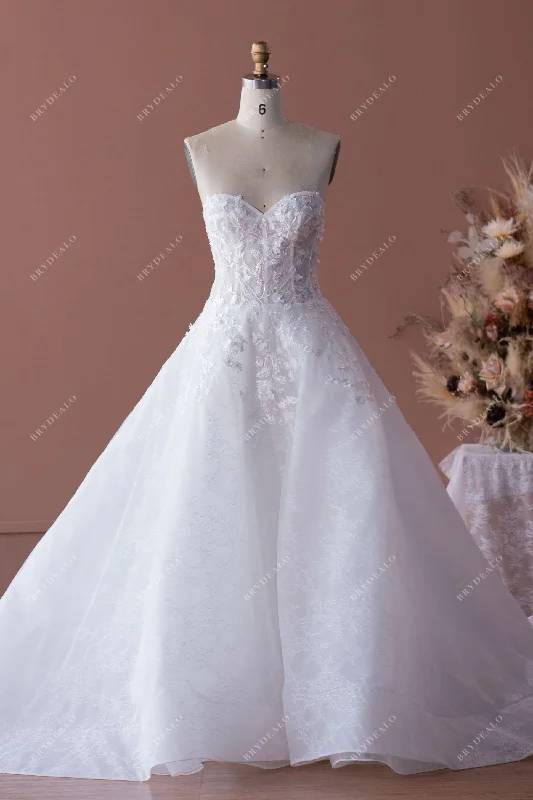 Strapless Sweetheart Corset Lace Ballgown Wedding Dress