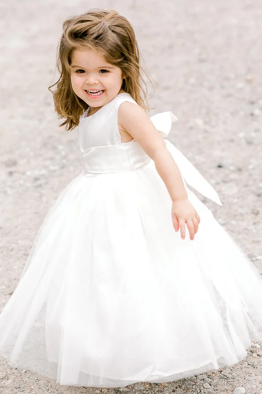 Traditional Gown Toddler Ivory Flower Girl Dress with Bow Knot