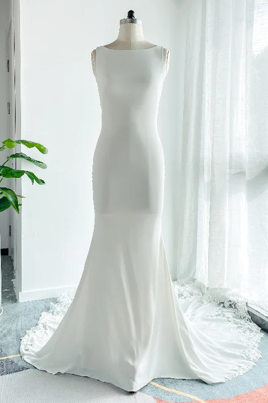 Sheath Wedding Gown Trumpet-Mermaid Court Train Lace Stretch Satin Wedding Dress CW3138 Sheath Wedding Gown Trumpet-Mermaid Court Train Lace Stretch Satin Wedding Dress CW3138