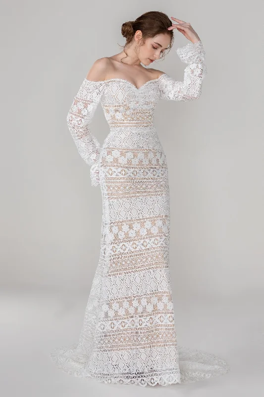 Open Back Dress Trumpet-Mermaid Court Train Lace Wedding Dress CW2530