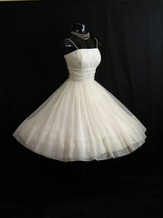 Simple Gown Vintage 1950's 50s White Ruched Chiffon Organza Party Prom Wedding Bridal Dress Gown fg5822 Simple Gown Vintage 1950's 50s White Ruched Chiffon Organza Party Prom Wedding Bridal Dress Gown fg5822