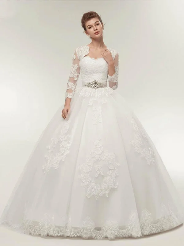 Sequin Wedding Gown Off-The-Shoulder Lace Ball Gown Wedding Dresses