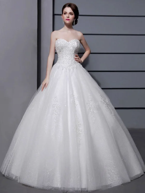 One-Shoulder Gown Wedding Dresses Ball Gown Strapless Bridal Dress Ivory Sweetheart Neckline Tulle Applique Beaded Wedding Gown One-Shoulder Gown Wedding Dresses Ball Gown Strapless Bridal Dress Ivory Sweetheart Neckline Tulle Applique Beaded Wedding Gown