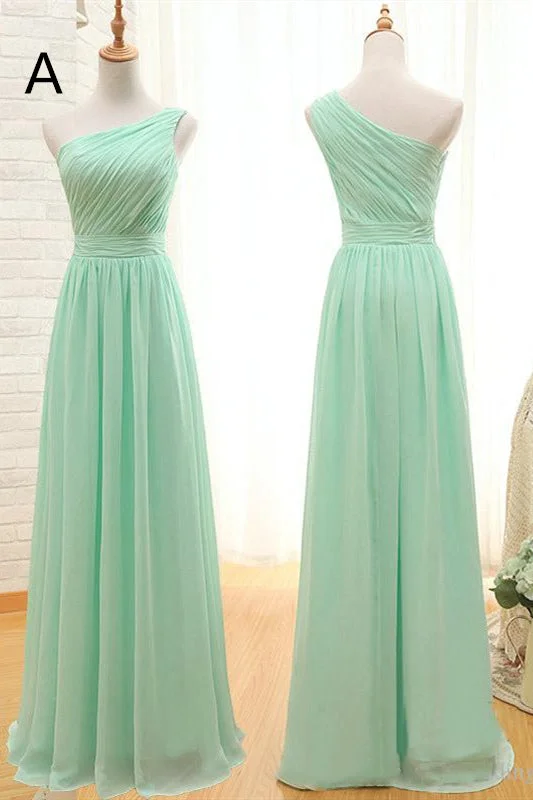 Layered Tulle Dress Mismatched A-line Long Mint Green Bridesmaid Dresses