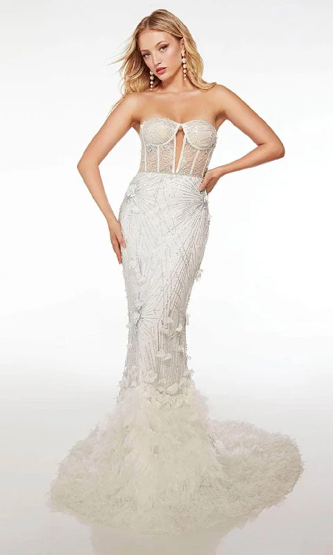 Flowing Wedding Gown Alyce Paris 61727 - Corset Bodice Strapless Prom Dress