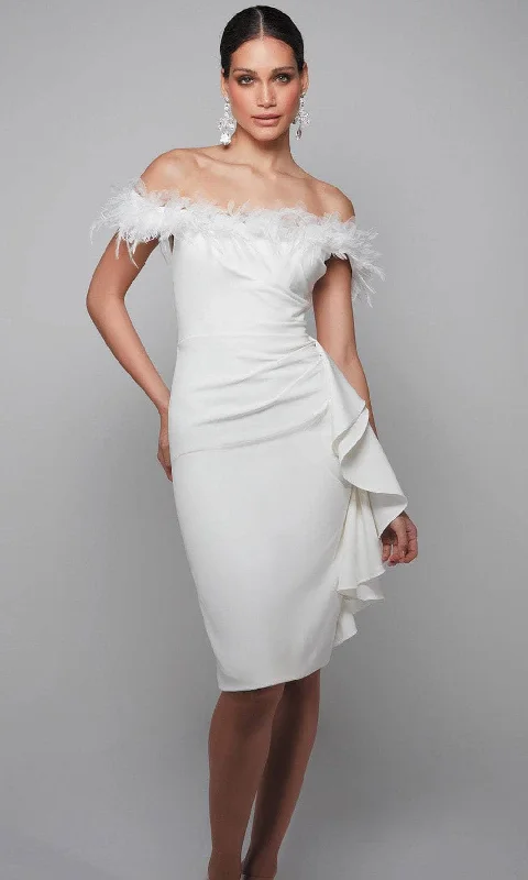 Silk Organza Gown Alyce Paris 70000 - Off Shoulder Midi Bridal Dress