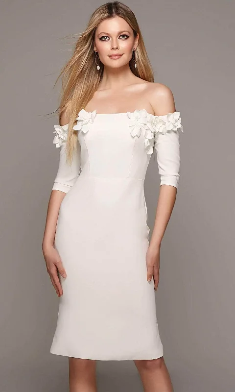 Minimalist Gown Alyce Paris 70003 - Straight-Across Floral Applique Evening Dress