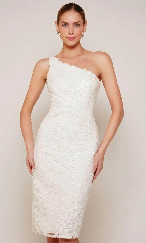 Floral Gown Alyce Paris 70029 - Asymmetrical Neck Fitted Bodice Cocktail Dress