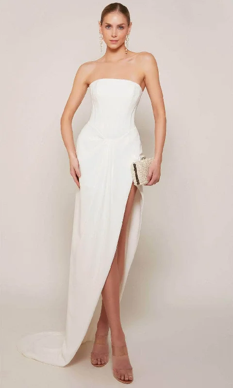 Chiffon Dress Alyce Paris 70042 - Strapless Corset Hi-Low Wedding Dress