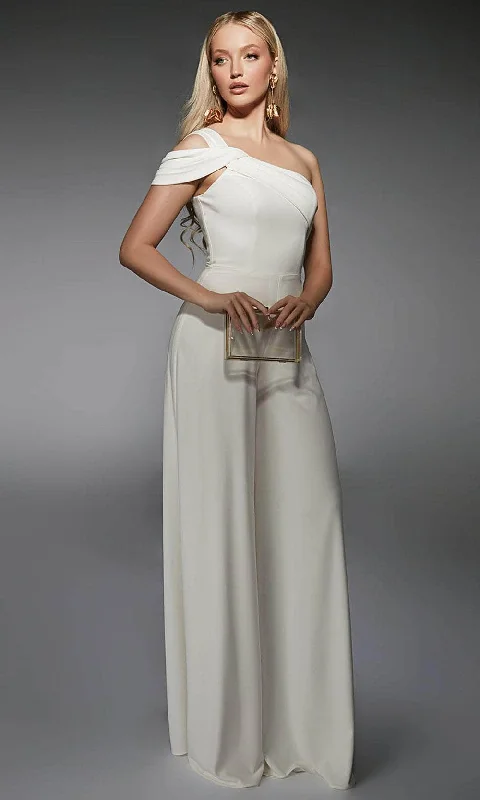 Wedding Gown Alyce Paris 70066 - Wide-Leg Pant One-Shoulder Jumpsuit