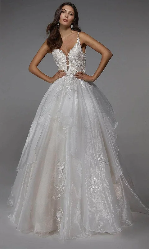 Asymmetrical Hem Dress Alyce Paris 7047 - Embroidered Low Sexy Back Wedding Gown