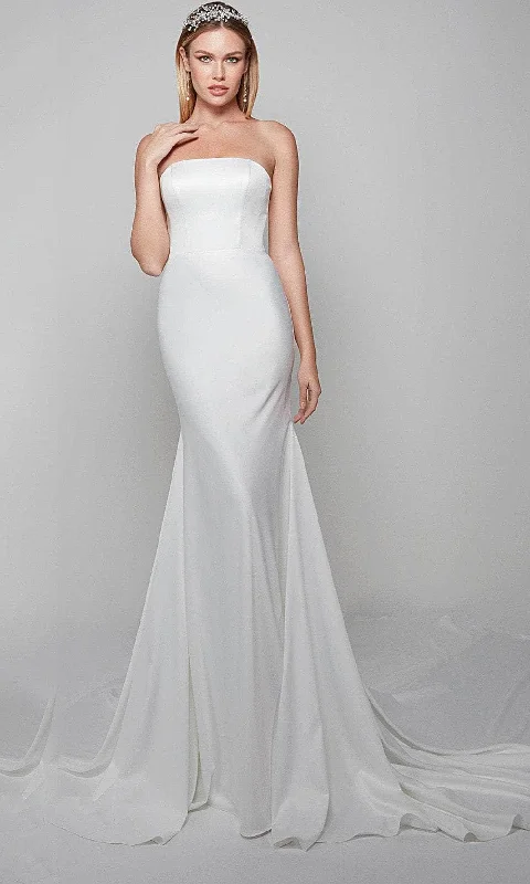 Dreamy Lace Gown Alyce Paris 7060 - Strapless Straight Across Bridal Dress