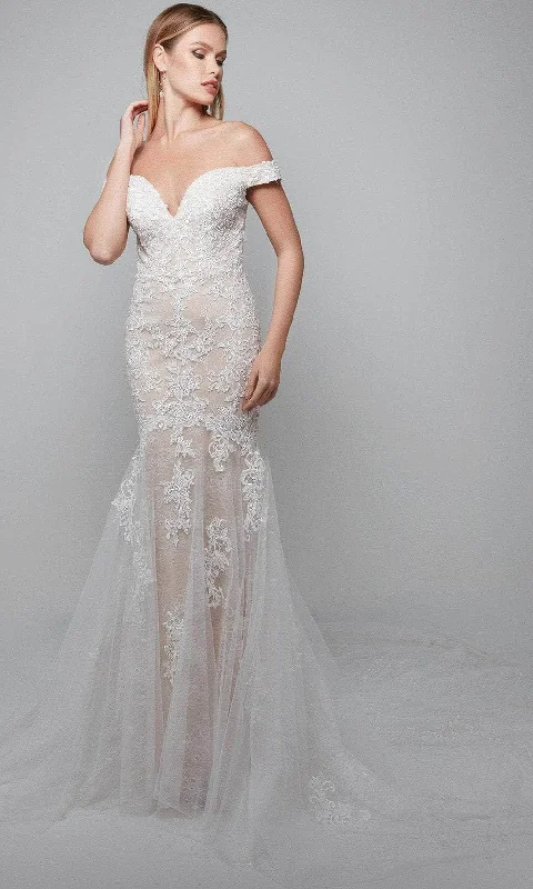 Timeless Elegance Dress Alyce Paris 7086 - Embroidered Off-shoulder Wedding Dress